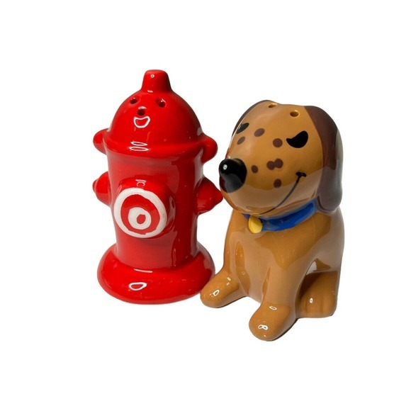 Unbranded Kitchen Ceramic Dog Fire Hydrant Salt Pepper Shakers Dog